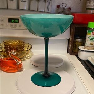 TEAL EMPOLI PEDESTAL CANDY DISH